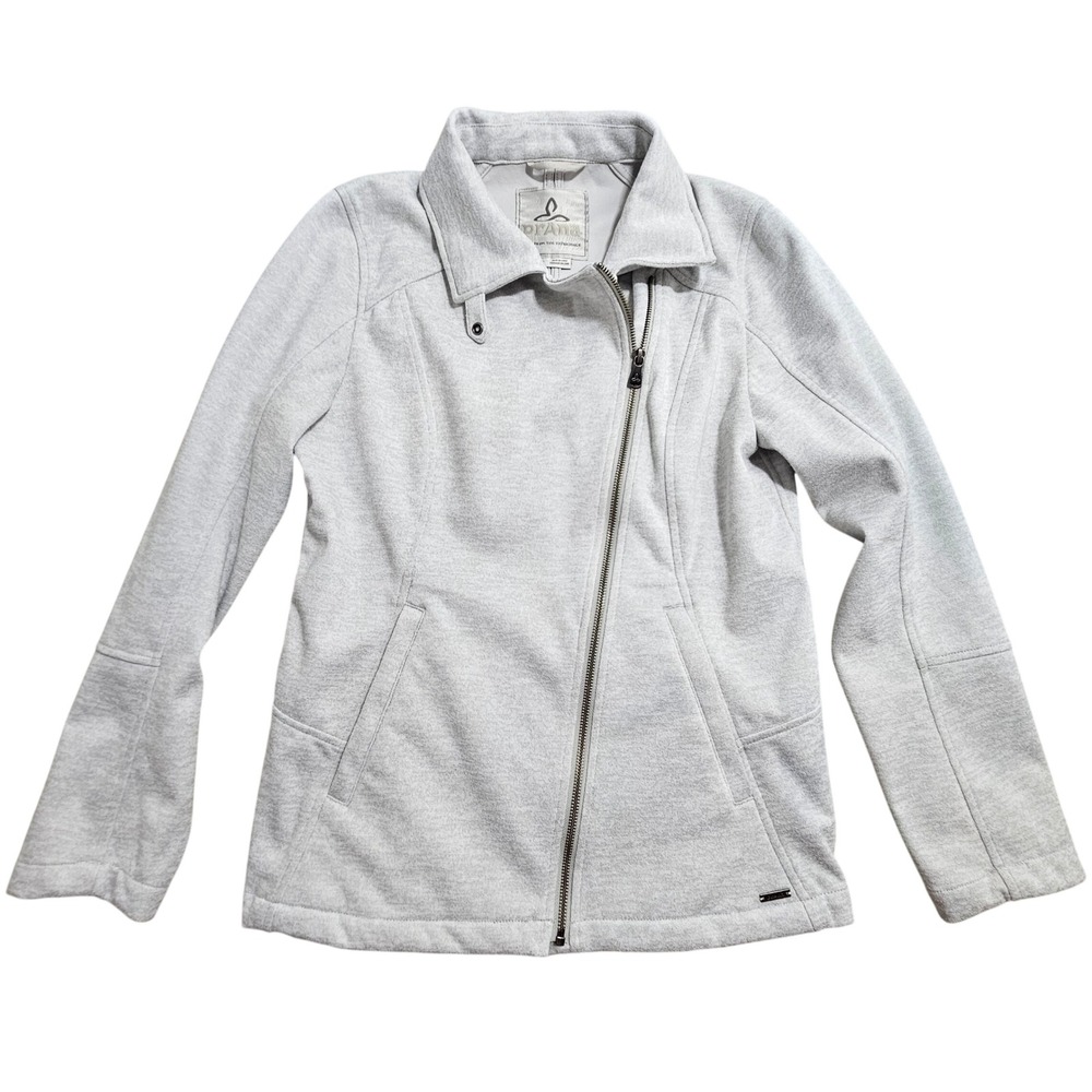Prana‎ Moto Jacket Women Medium Grey Asymmetrical Zip Heathered W23180559